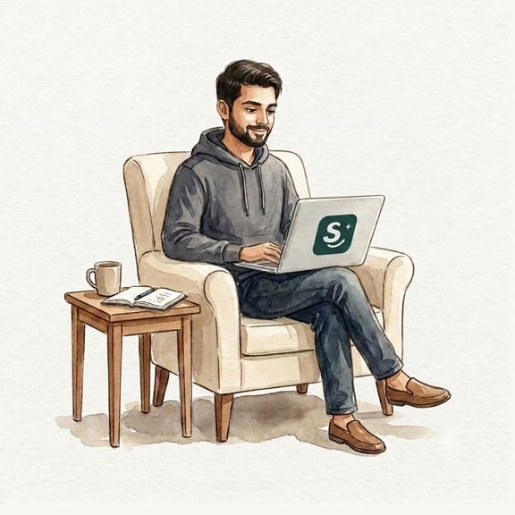 A freelancer in a hoodie checking an uneven month of income on a laptop
